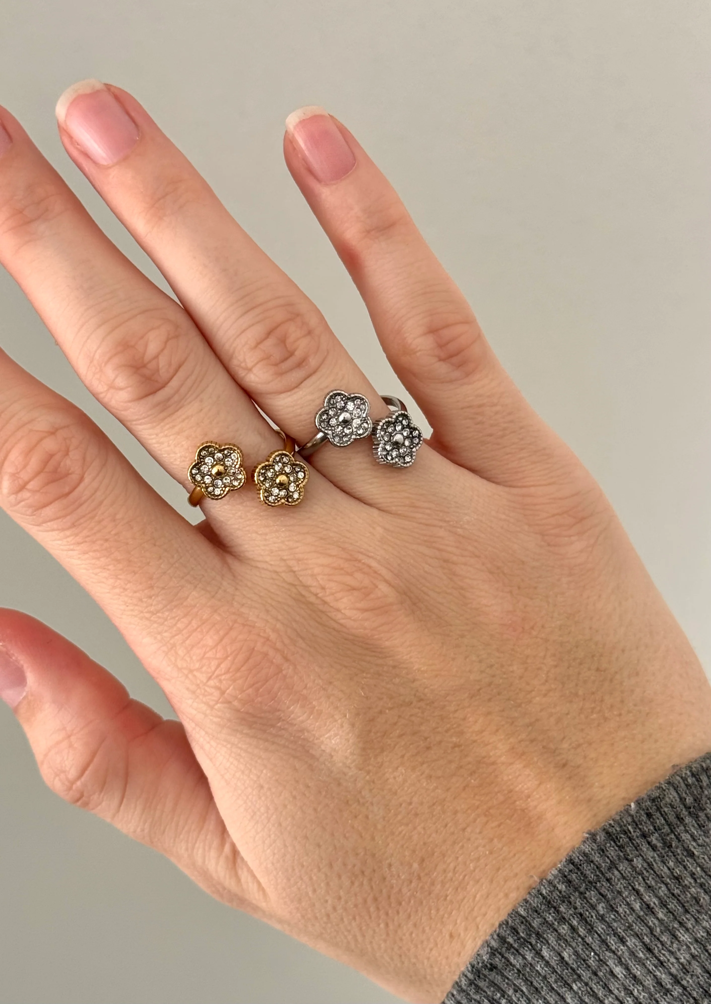 Bague FLEUR acier inox - Image 3